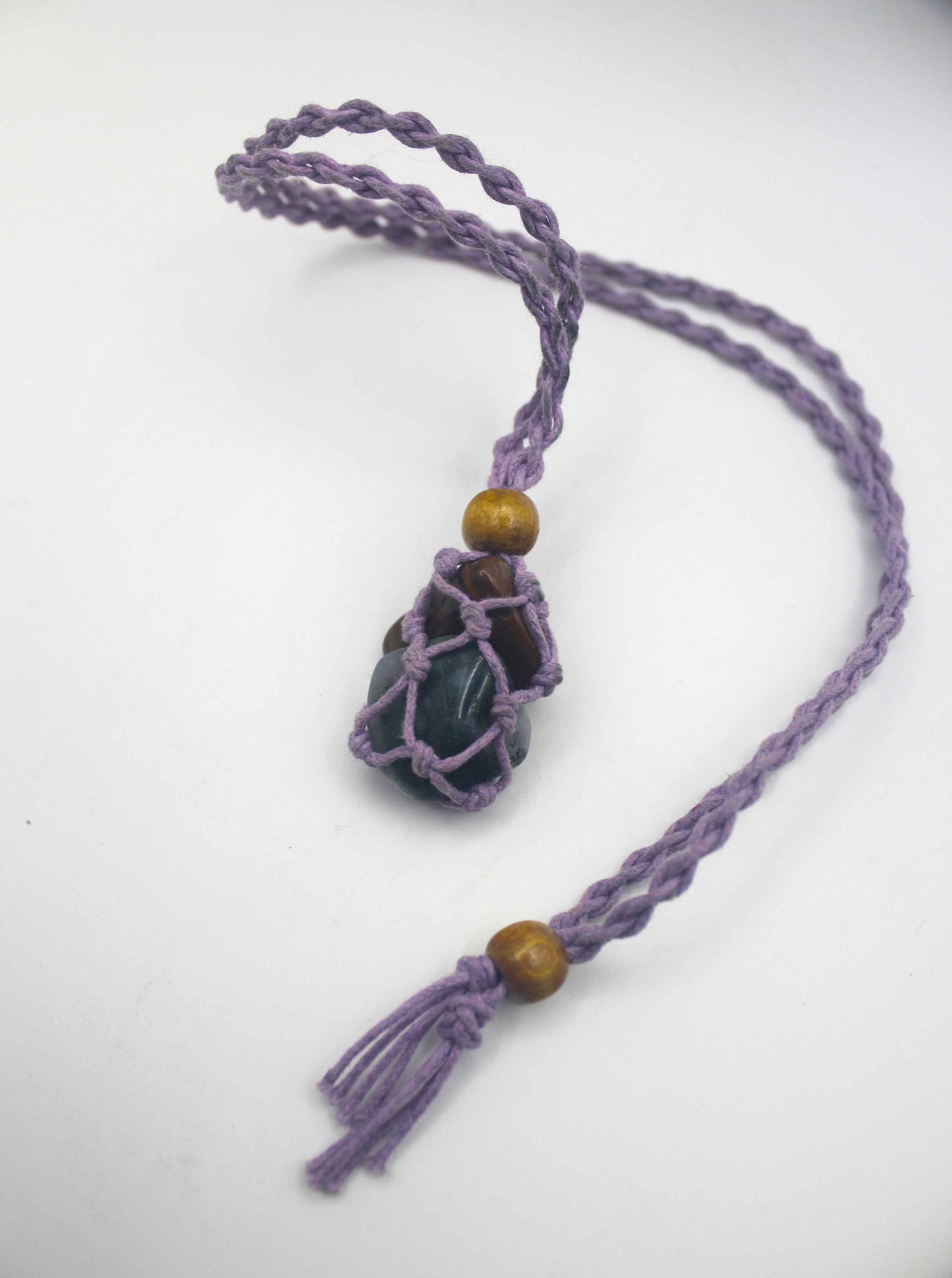 Macrame Crystal Cage Necklace - Adjustable and Customizable