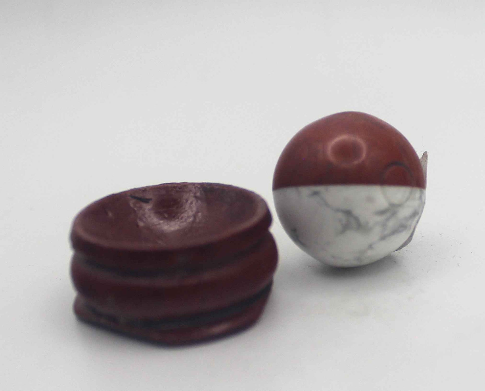 Howlite/Red Jasper Pokeball with Base