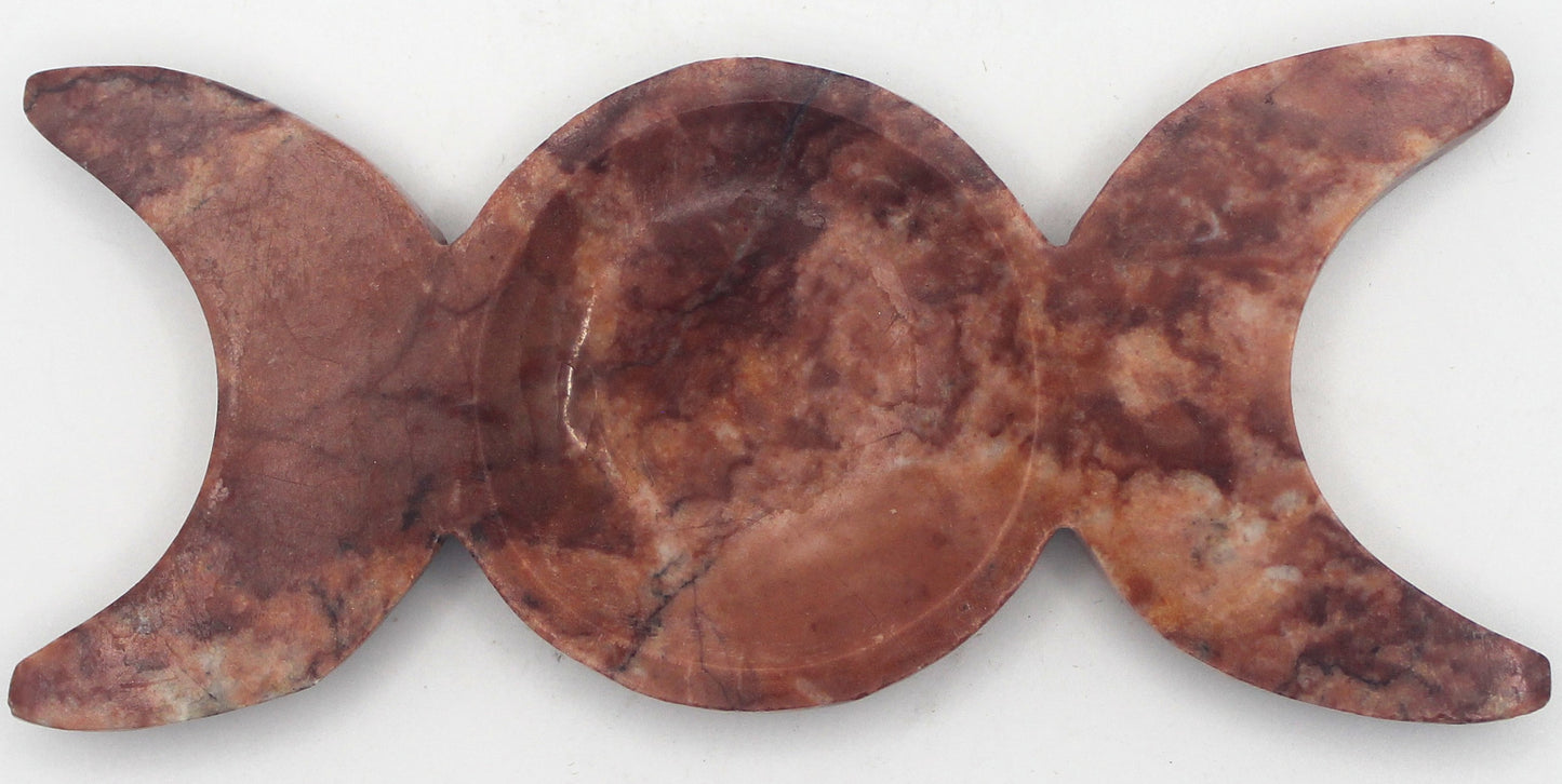 Red Jasper Triple Moon Dish