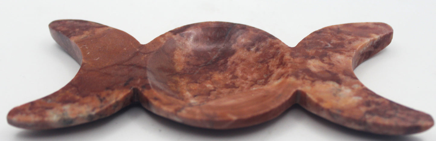 Red Jasper Triple Moon Dish