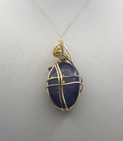 Gold Malachite Resin Flower Pendant Necklace