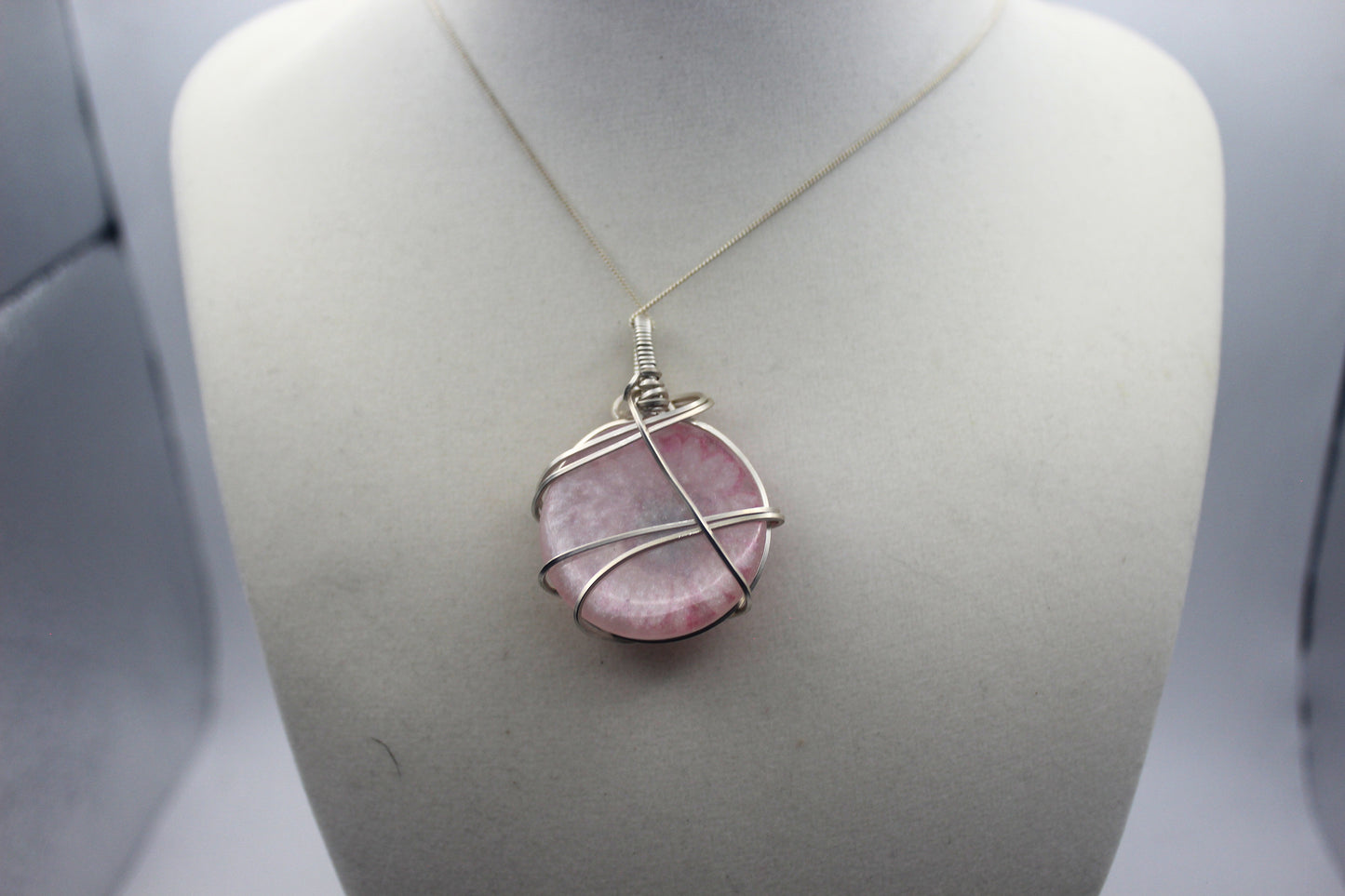 Argentium Silver Resin Dried Pink Flower Pendant Necklace