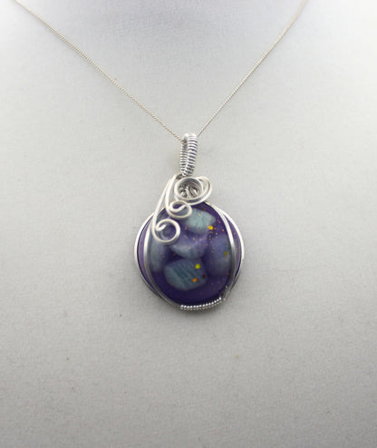 Argentium Silver Purple Resin Amazonite Pendant Necklace