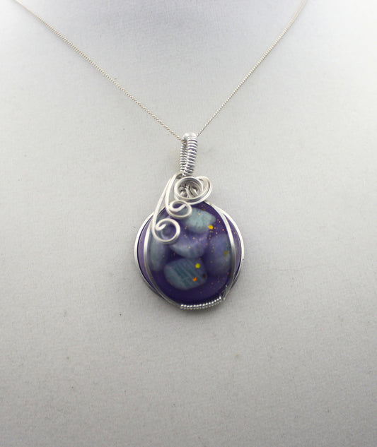Argentium Silver Purple Resin Amazonite Pendant Necklace