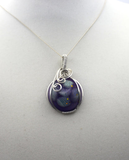 Argentium Silver Purple Resin Amazonite Pendant Necklace