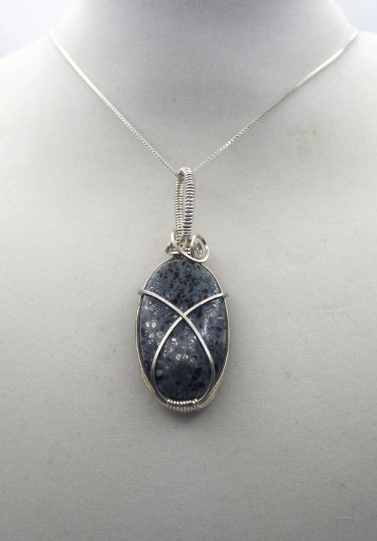 Argentium Silver Black Marcasite Pendant Necklace