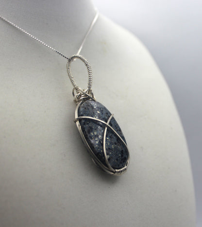Argentium Silver Black Marcasite Pendant Necklace