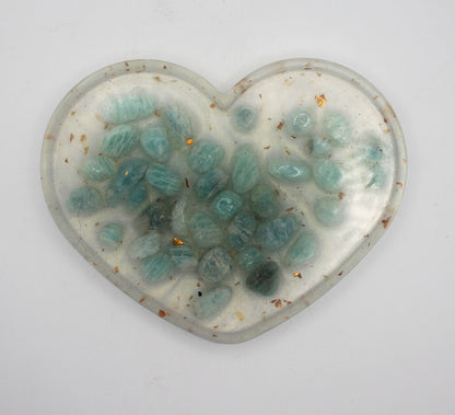 Resin Crystal Chip Heart Tray Lipped