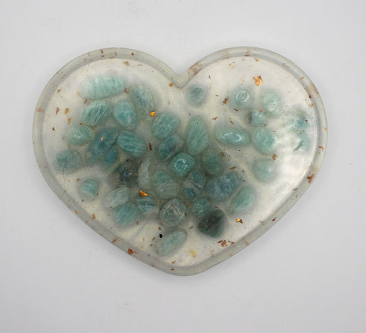 Resin Crystal Chip Heart Tray Lipped