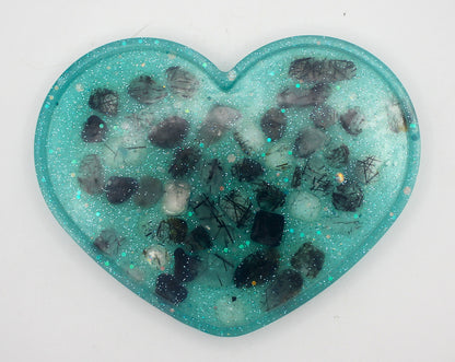 Resin Crystal Chip Heart Tray Lipped