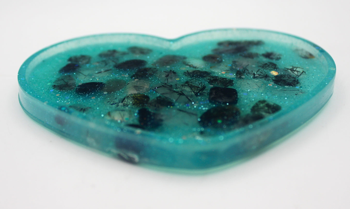 Resin Crystal Chip Heart Tray Lipped