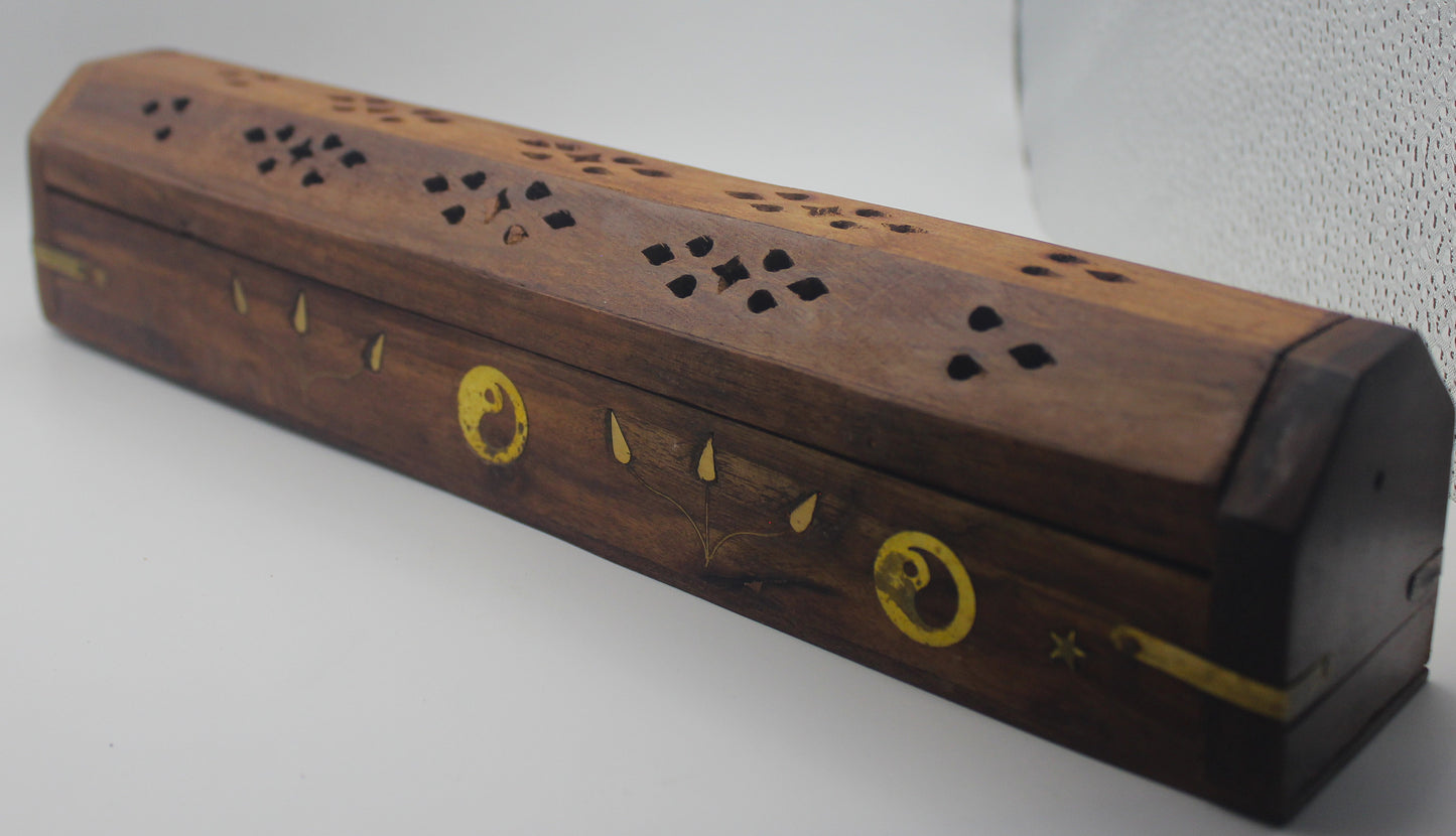Coffin Incense Burner with Hidden Compartment
