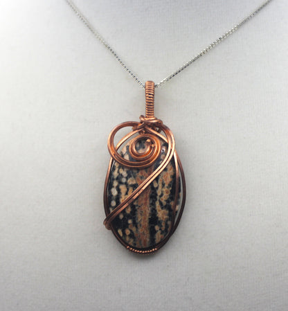 Raw Copper Firework Obsidian Pendant Necklace