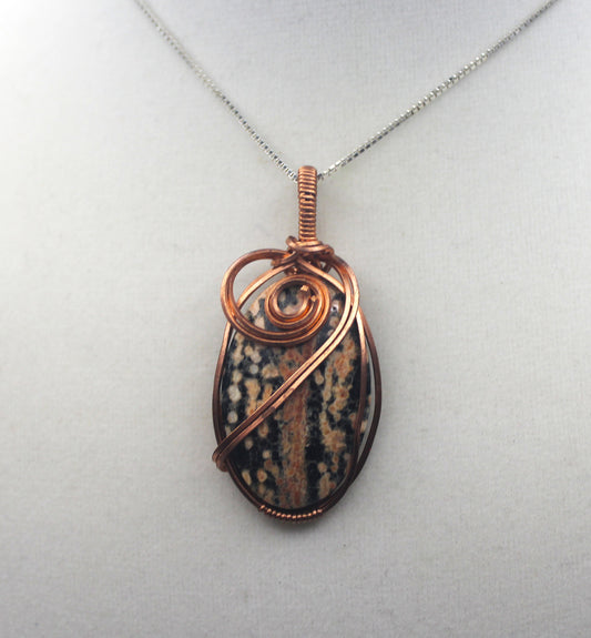 Raw Copper Firework Obsidian Pendant Necklace