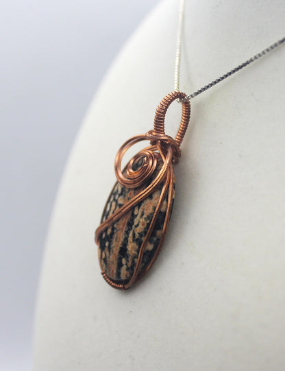 Raw Copper Firework Obsidian Pendant Necklace