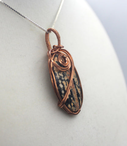 Raw Copper Firework Obsidian Pendant Necklace