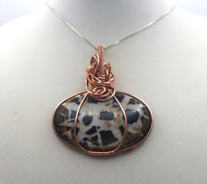 Raw Copper Septarian Pendant Necklace- Statement Piece