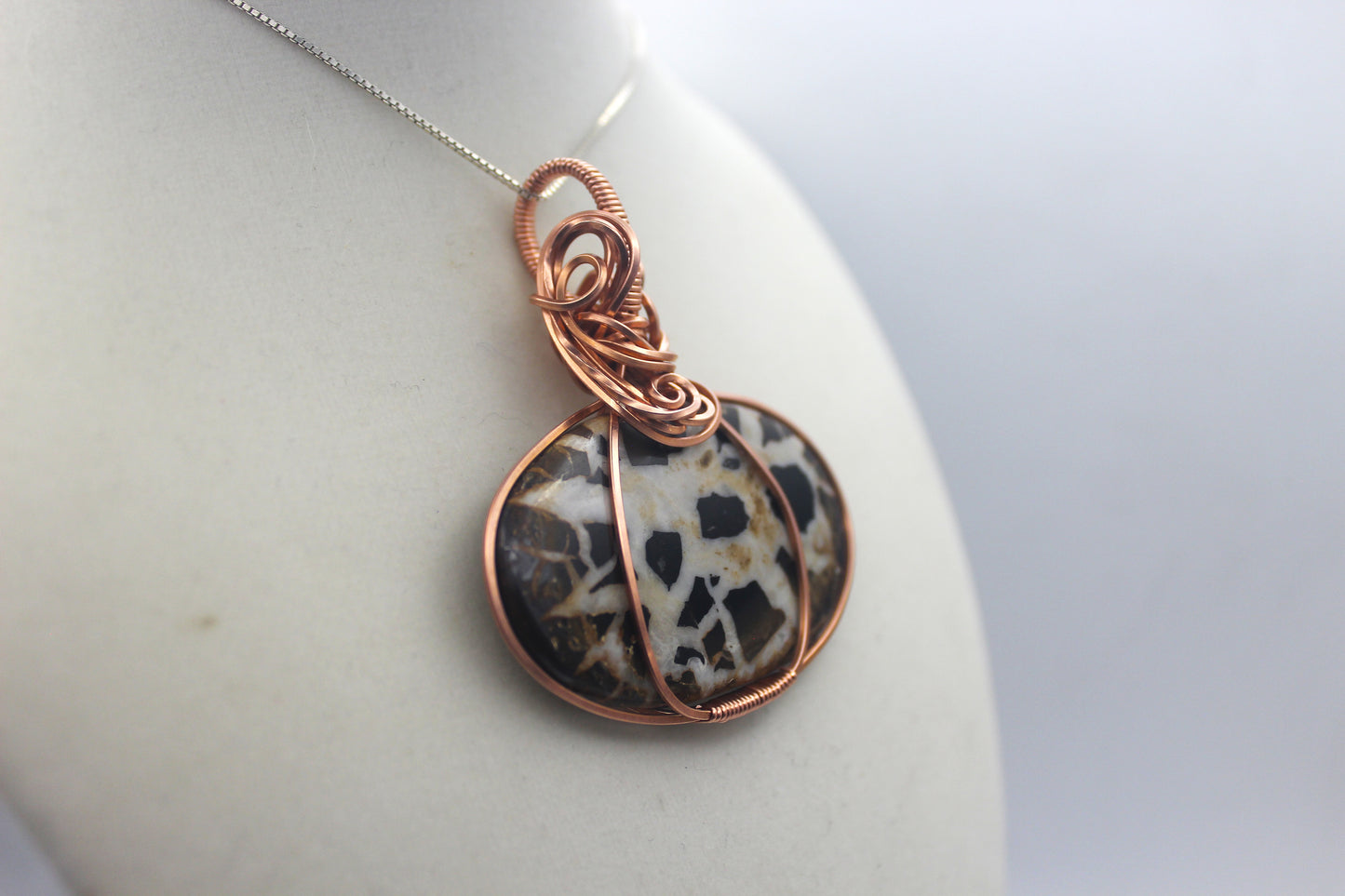 Raw Copper Septarian Pendant Necklace- Statement Piece