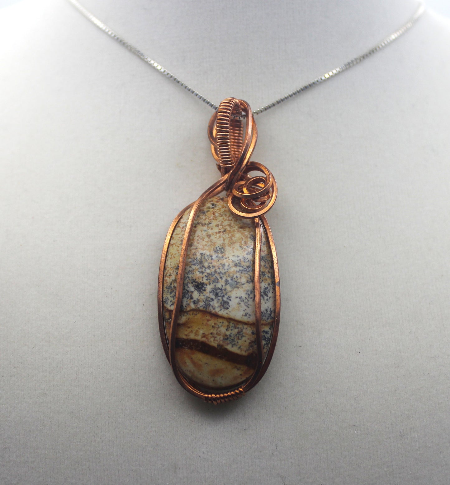 Raw Copper Picture Jasper Pendant Necklace