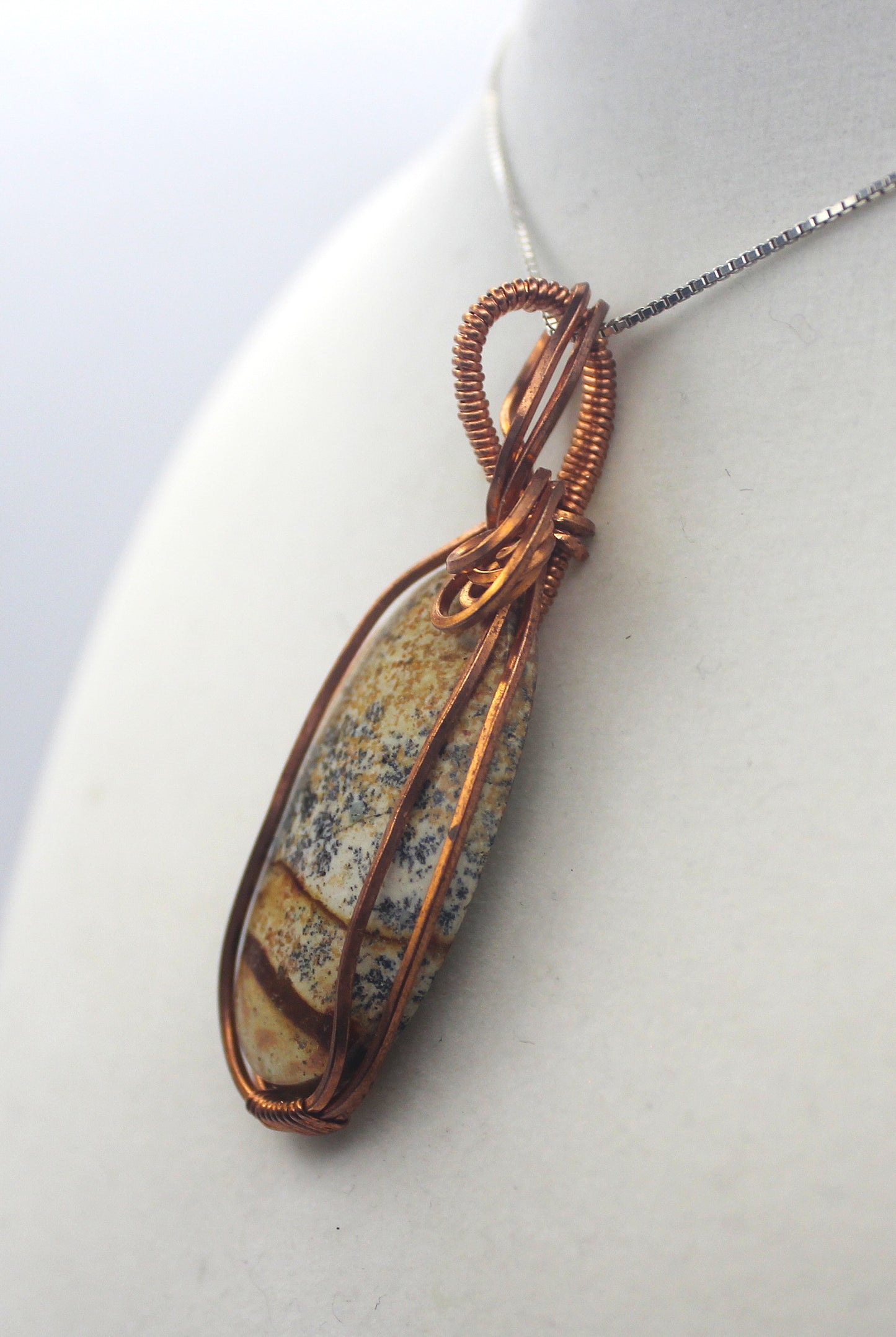 Raw Copper Picture Jasper Pendant Necklace