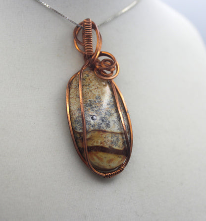 Raw Copper Picture Jasper Pendant Necklace