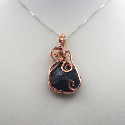 Raw Copper Apache Tears Pendant Necklace