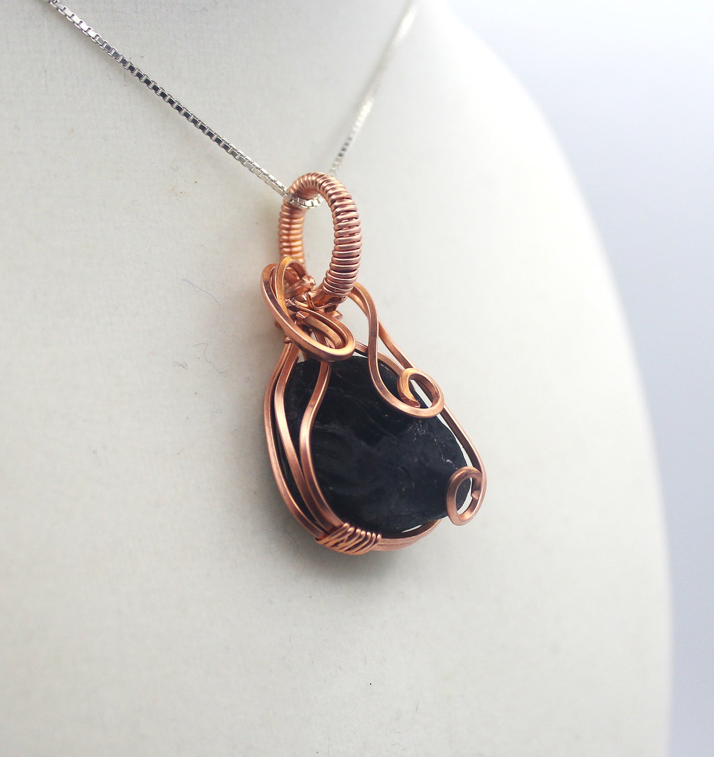 Raw Copper Apache Tears Pendant Necklace
