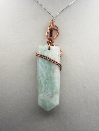 Raw Copper Drilled Amazonite Tiger's Eye Charm Pendant Necklace