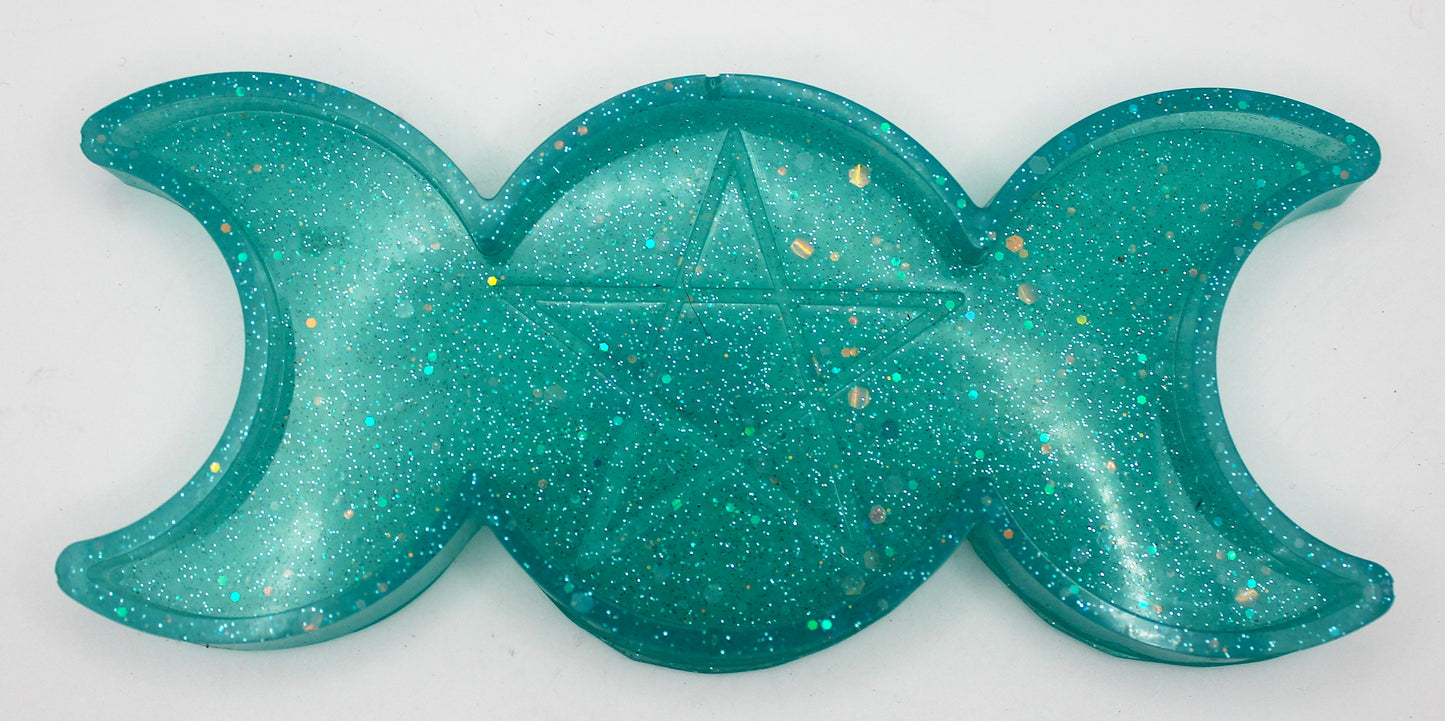 Resin Triple Moon Pentacle Star Trinket Tray