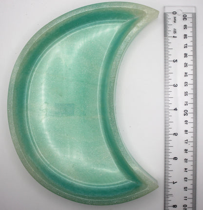 Resin Teal White Moon Trinket Tray