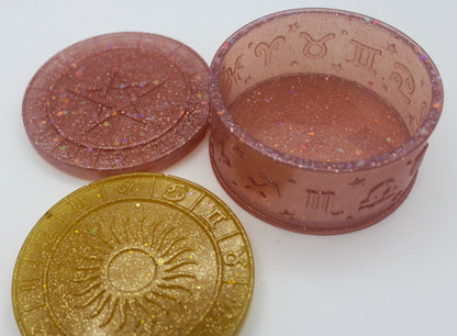 Zodiac Trinket Box with Sun and Star Lids