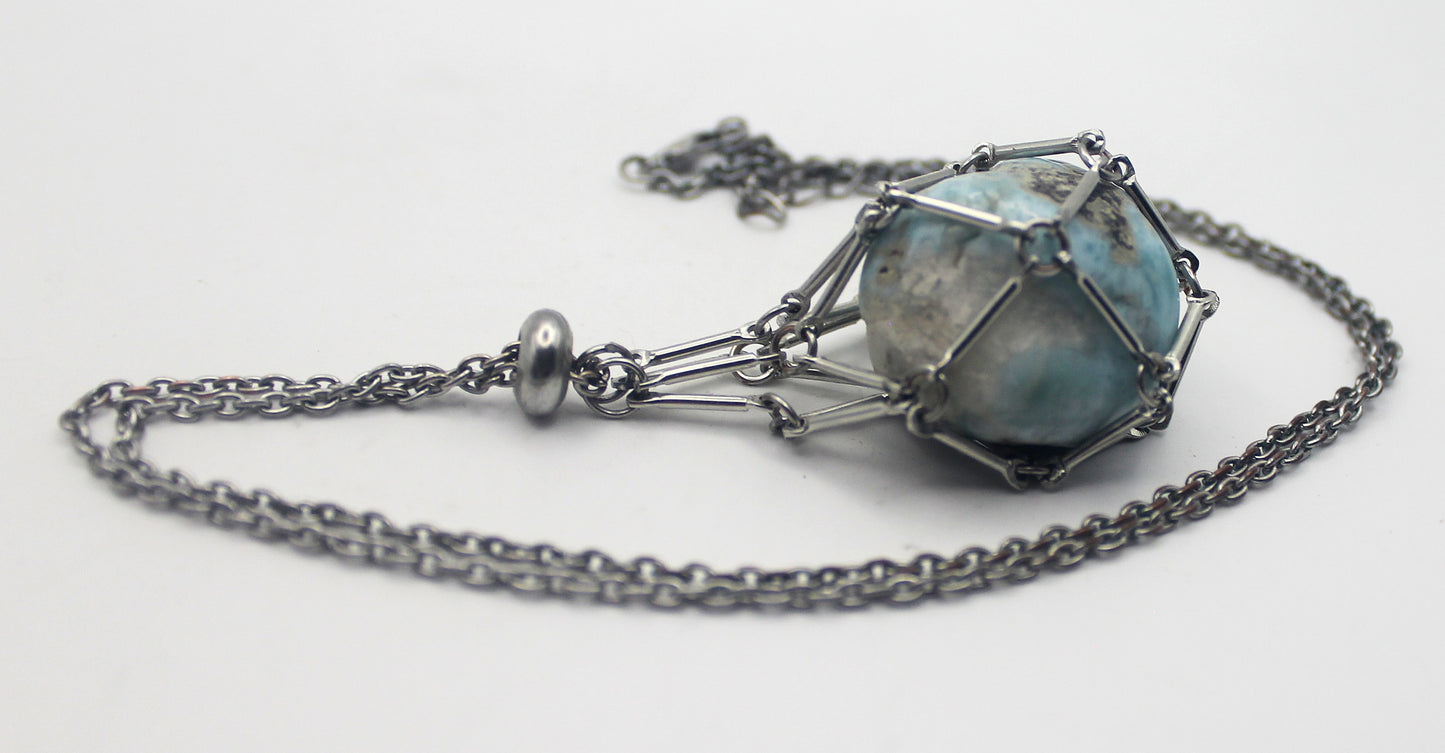 Metal Crystal Cage Necklace