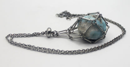 Metal Crystal Cage Necklace