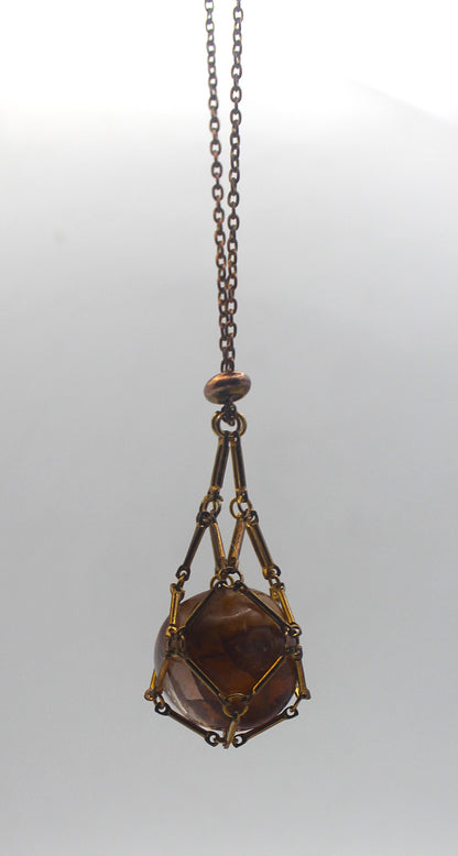 Metal Crystal Cage Necklace