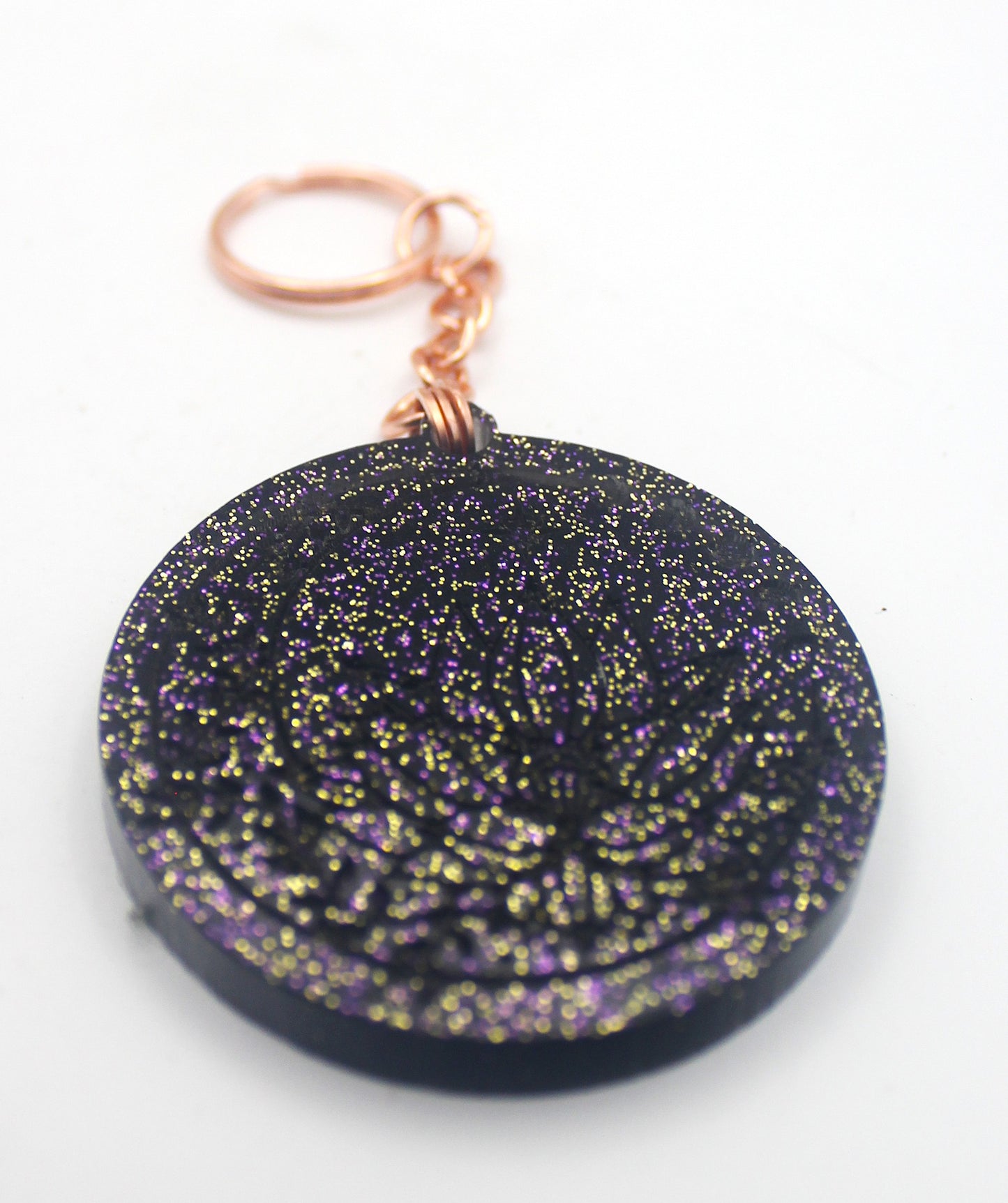 Resin Moon and Crystals Keychain