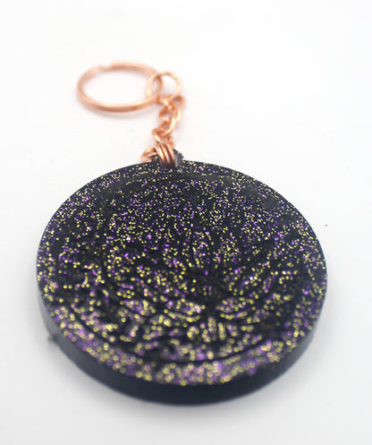 Resin Moon and Crystals Keychain