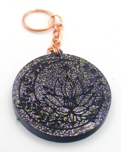 Resin Moon and Crystals Keychain