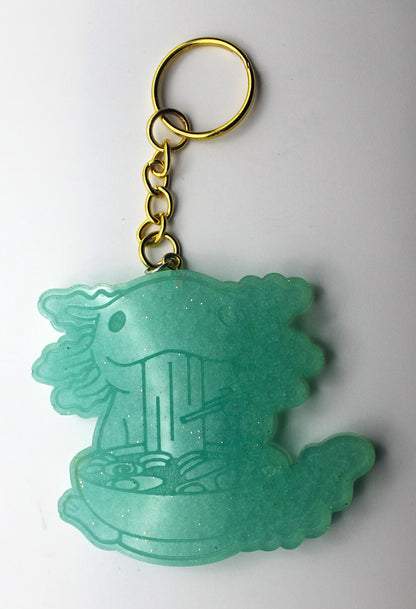 Resin Axolotl Eating Ramen Keychain