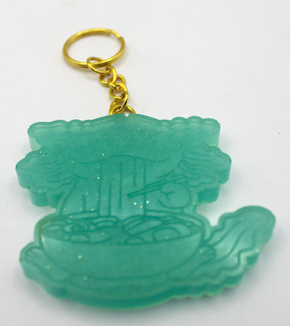 Resin Axolotl Eating Ramen Keychain