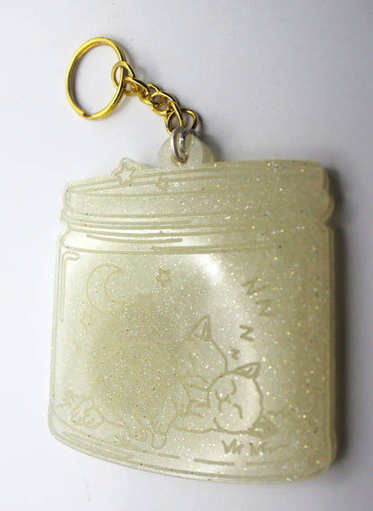 Resin Sleeping Cats Jar Keychain