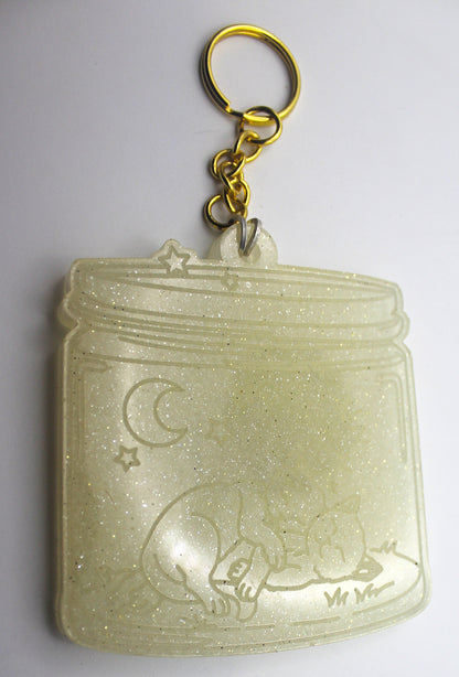 Resin Sleeping Cats Jar Keychain