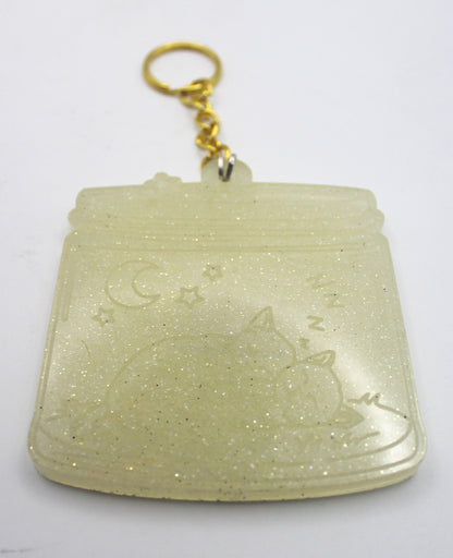 Resin Sleeping Cats Jar Keychain