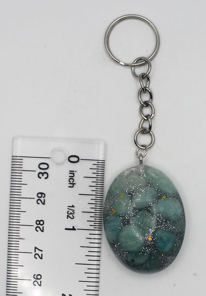 Resin Amazonite Chip Keychain