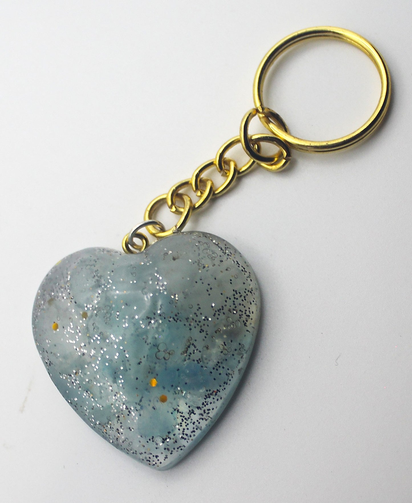 Resin Aquamarine Heart Keychain
