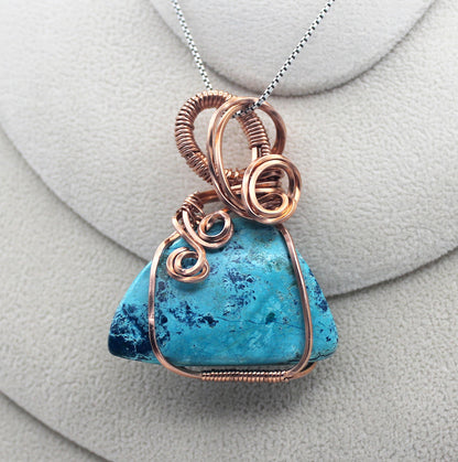 Raw Copper Chrysocolla Pendant Necklace