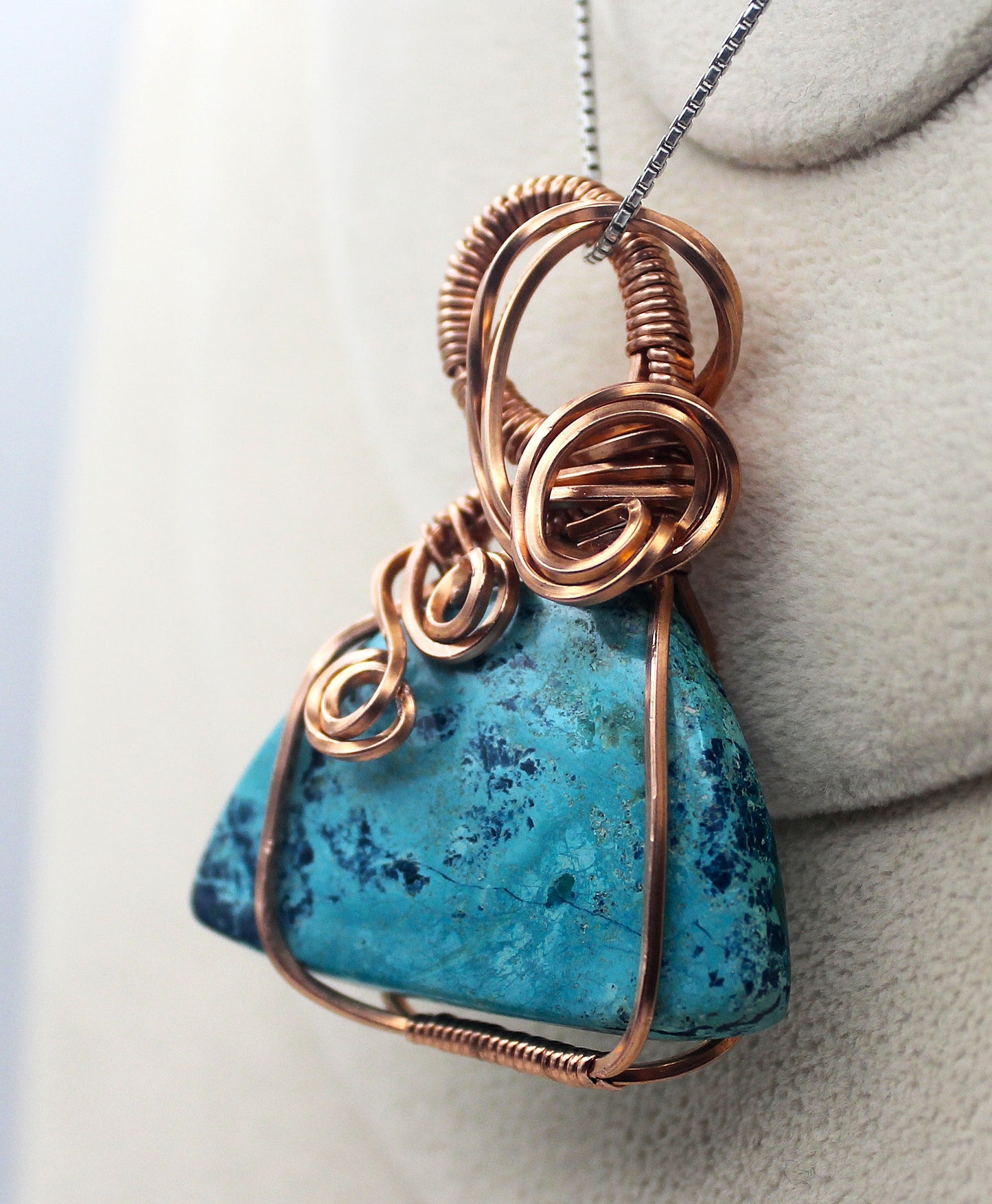 Raw Copper Chrysocolla Pendant Necklace