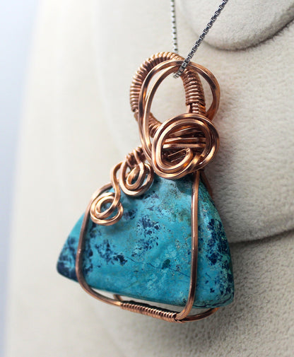 Raw Copper Chrysocolla Pendant Necklace