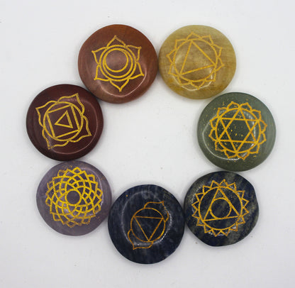 7 Chakra Engraved Stone Set