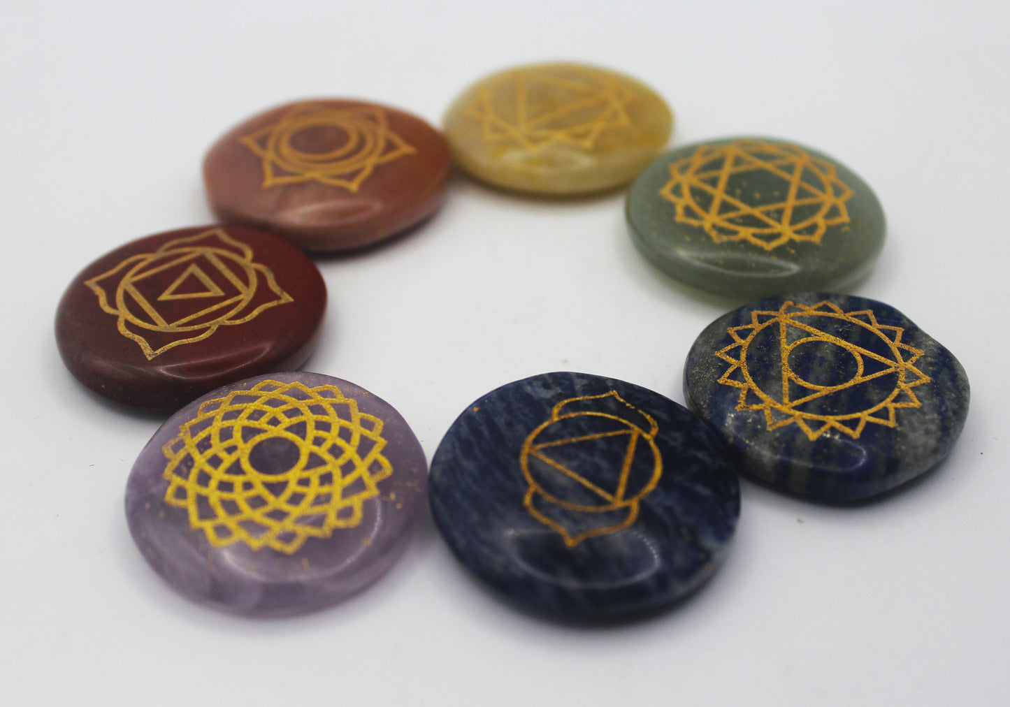 7 Chakra Engraved Stone Set