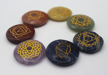 7 Chakra Engraved Stone Set
